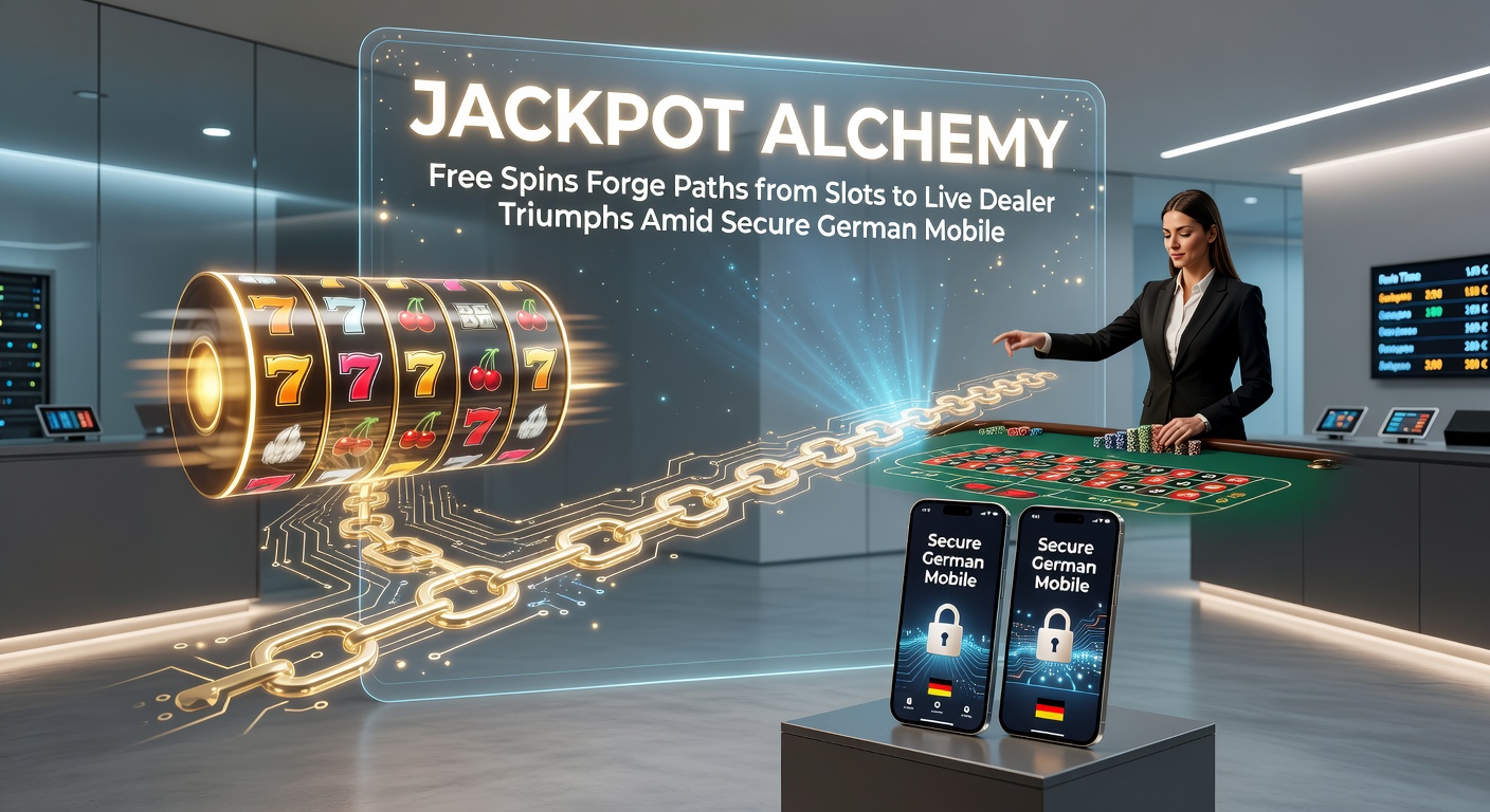 Live-Dealer-Tisch mit Roulette-Rad, das in einem goldenen Jackpot-Licht glüht, umgeben von Mobile-Sicherheitssymbolen und deutschen Flaggenikonen